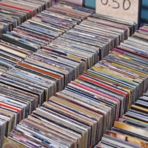 Used CDs for sale at flea market